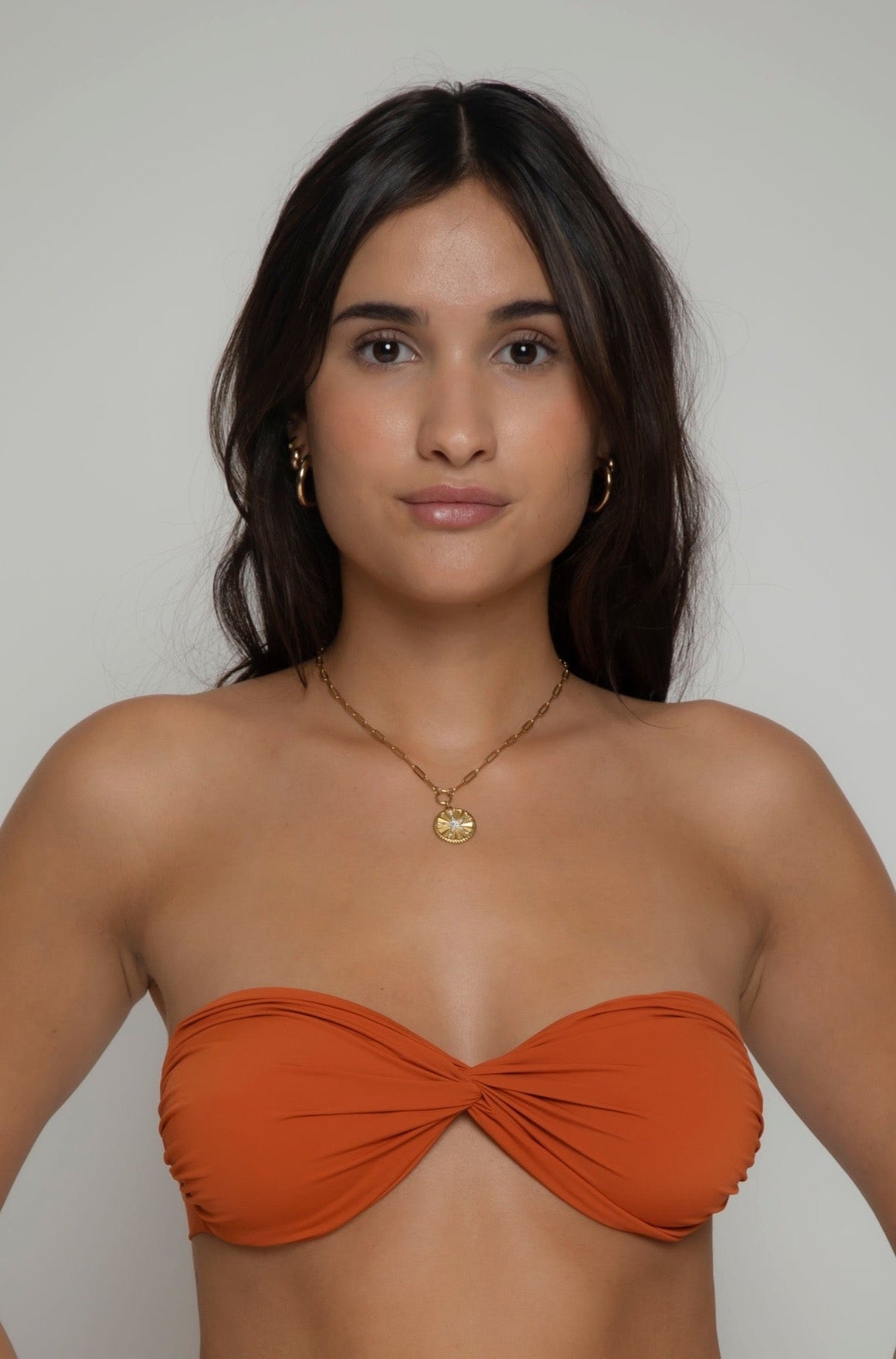 Terracotta bikini strapless top