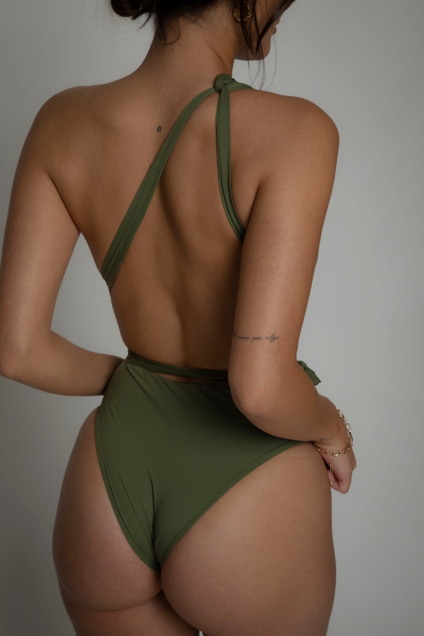 Olive green swimsuit, onepiece