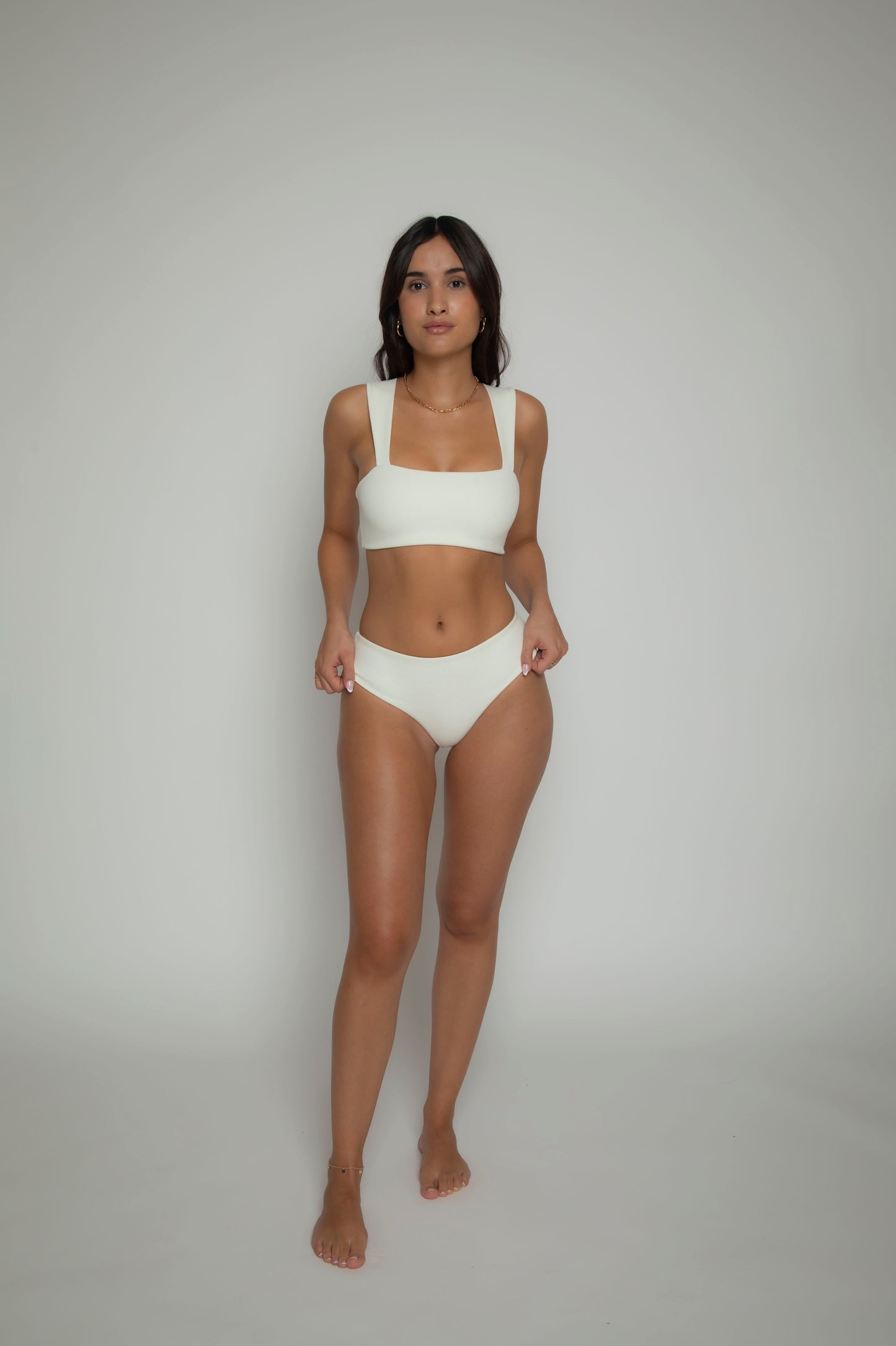 Off-white textured bikini top