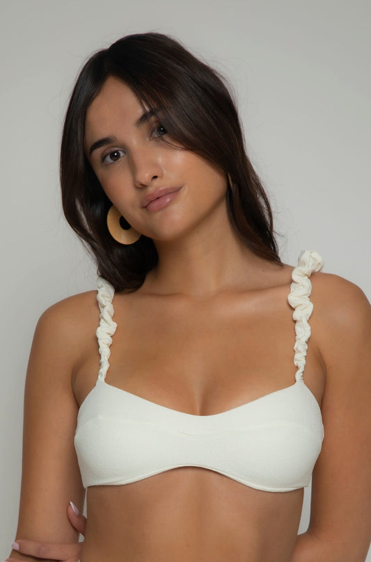 Off-white textured bikini top