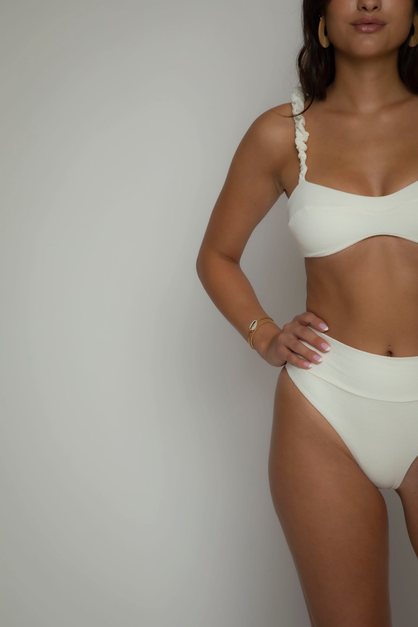 Off-white textured bikini top