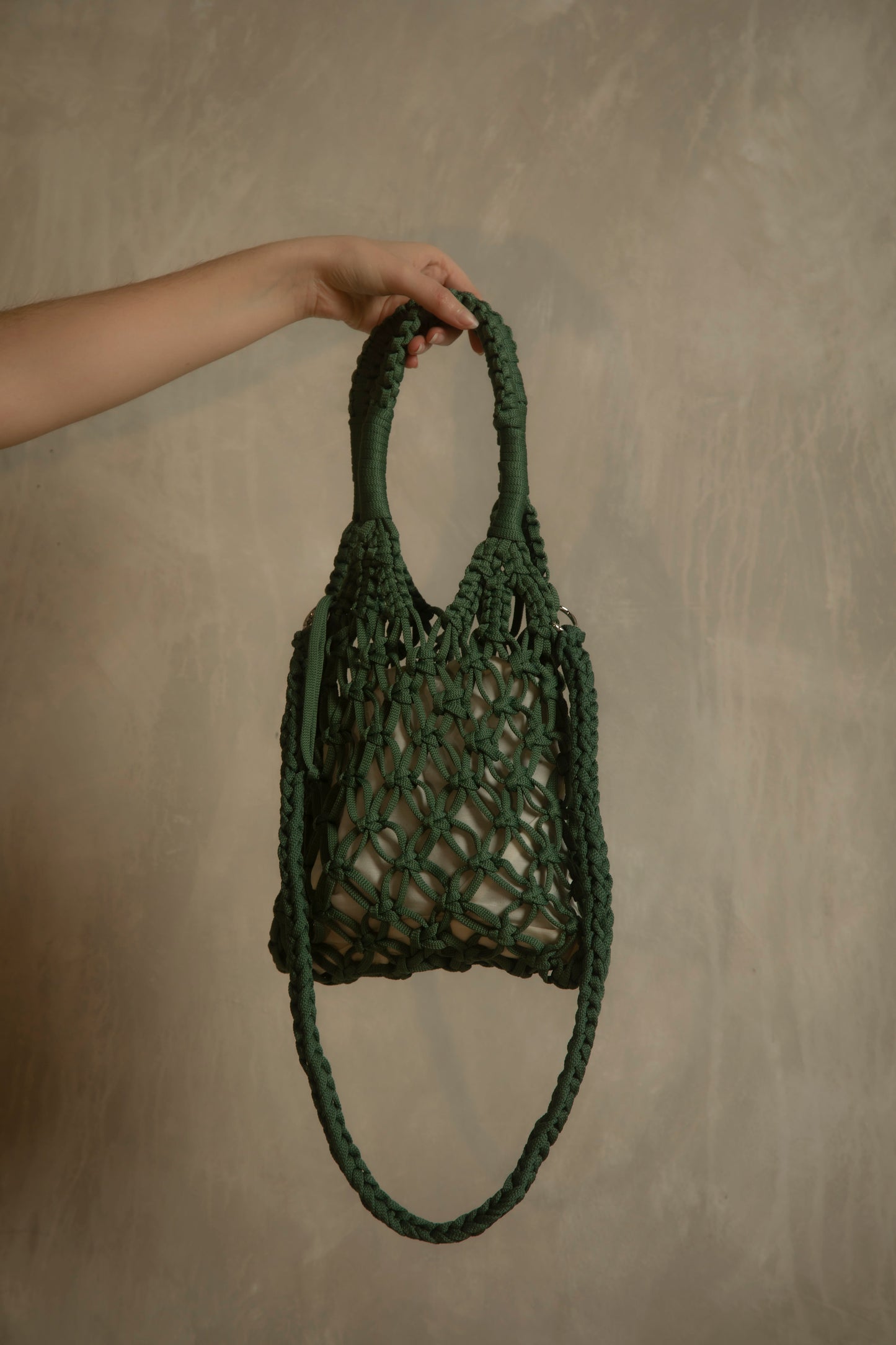 Green crochet bag