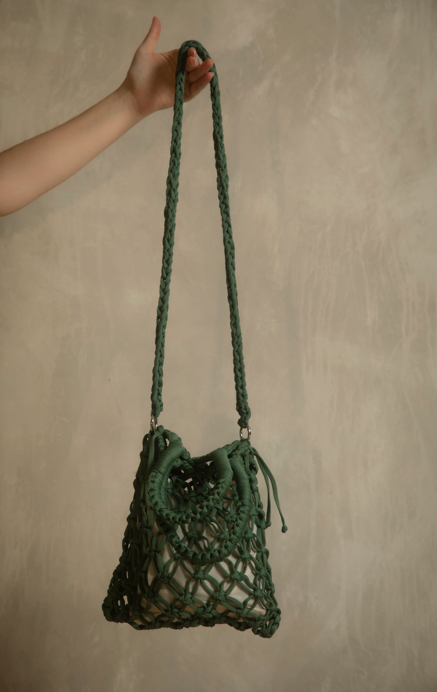 Green crochet bag