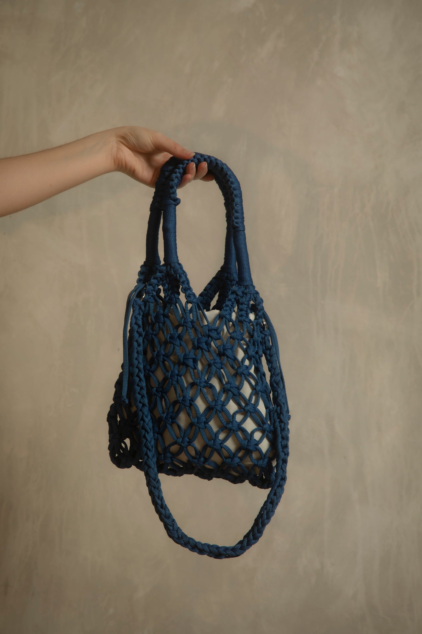 Navy blue crochet bag