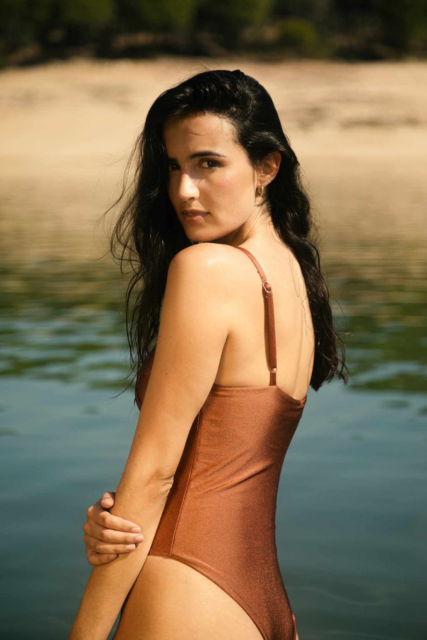 Light brown swimsuit, onepiece