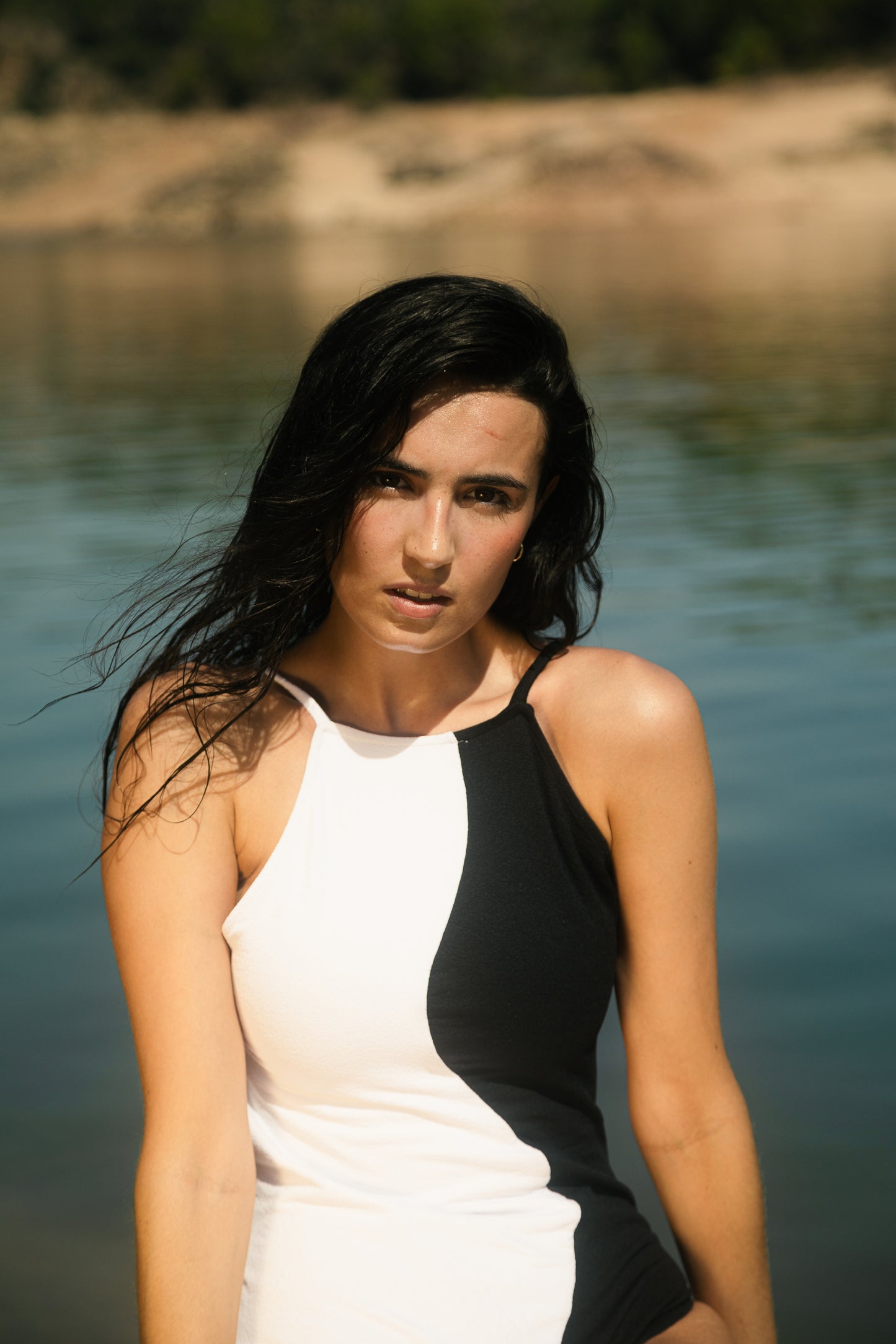 Black and white swimsuit, onepiece