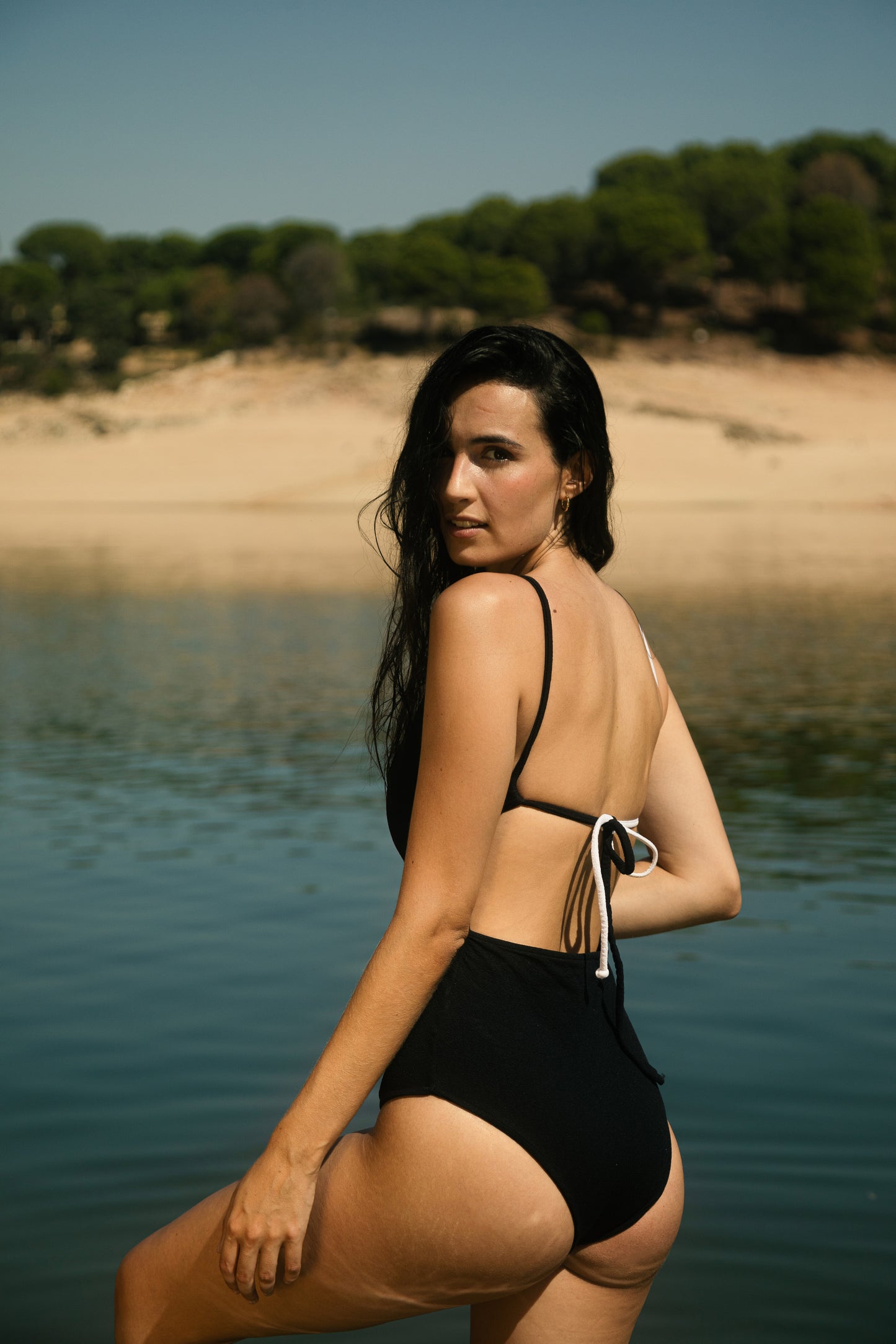 Black and white swimsuit, onepiece