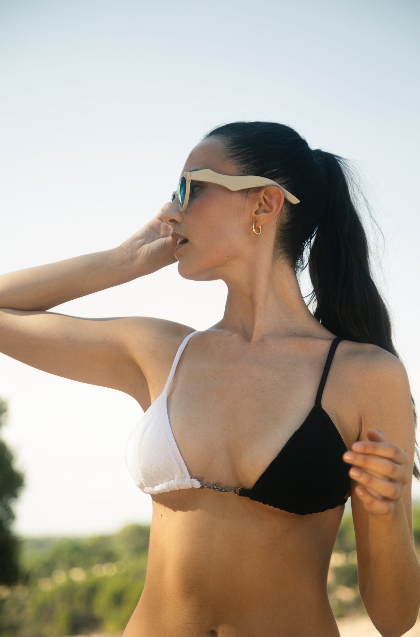 Black and white bikini top