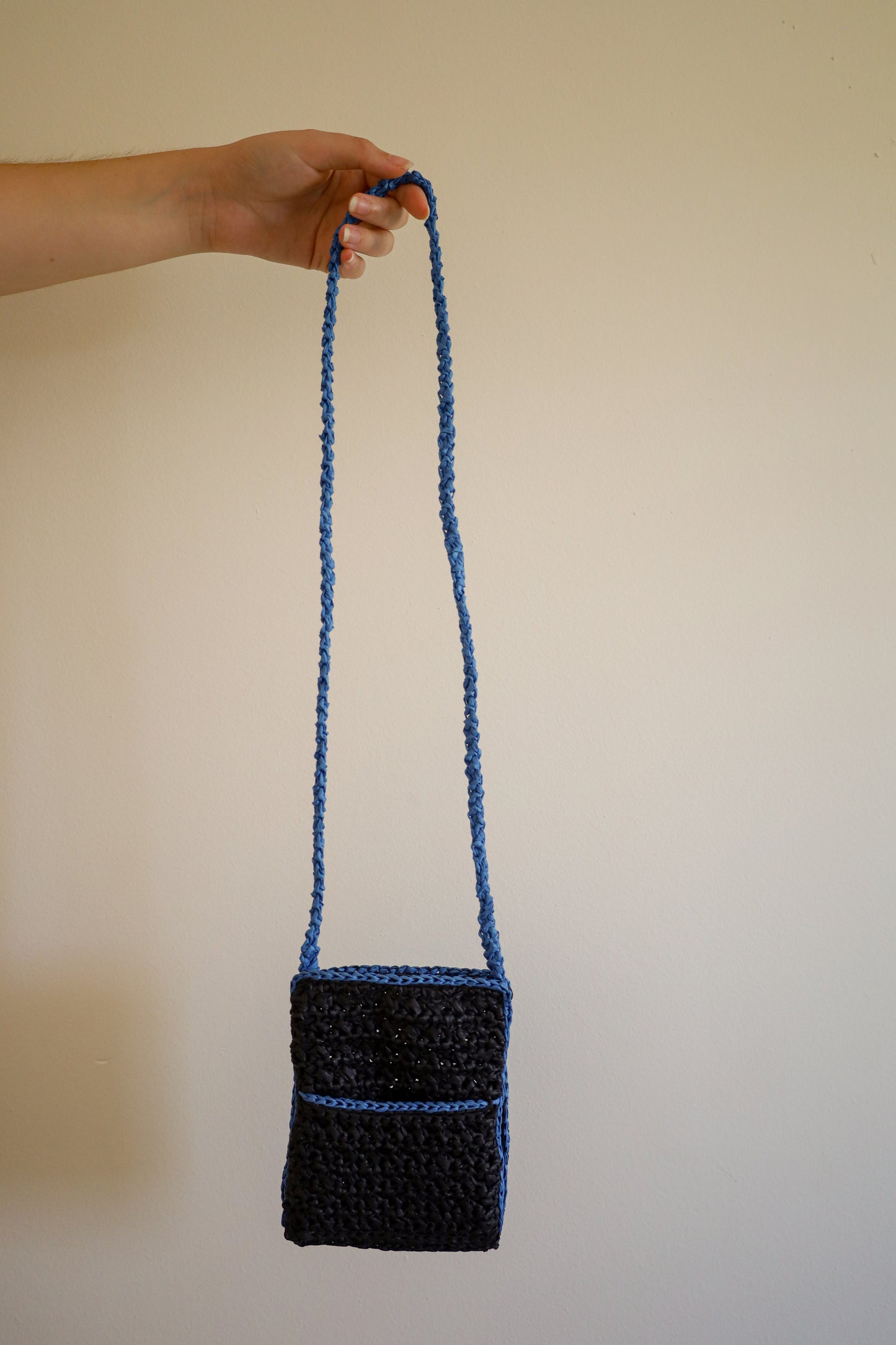 Black and Blue crochet bag