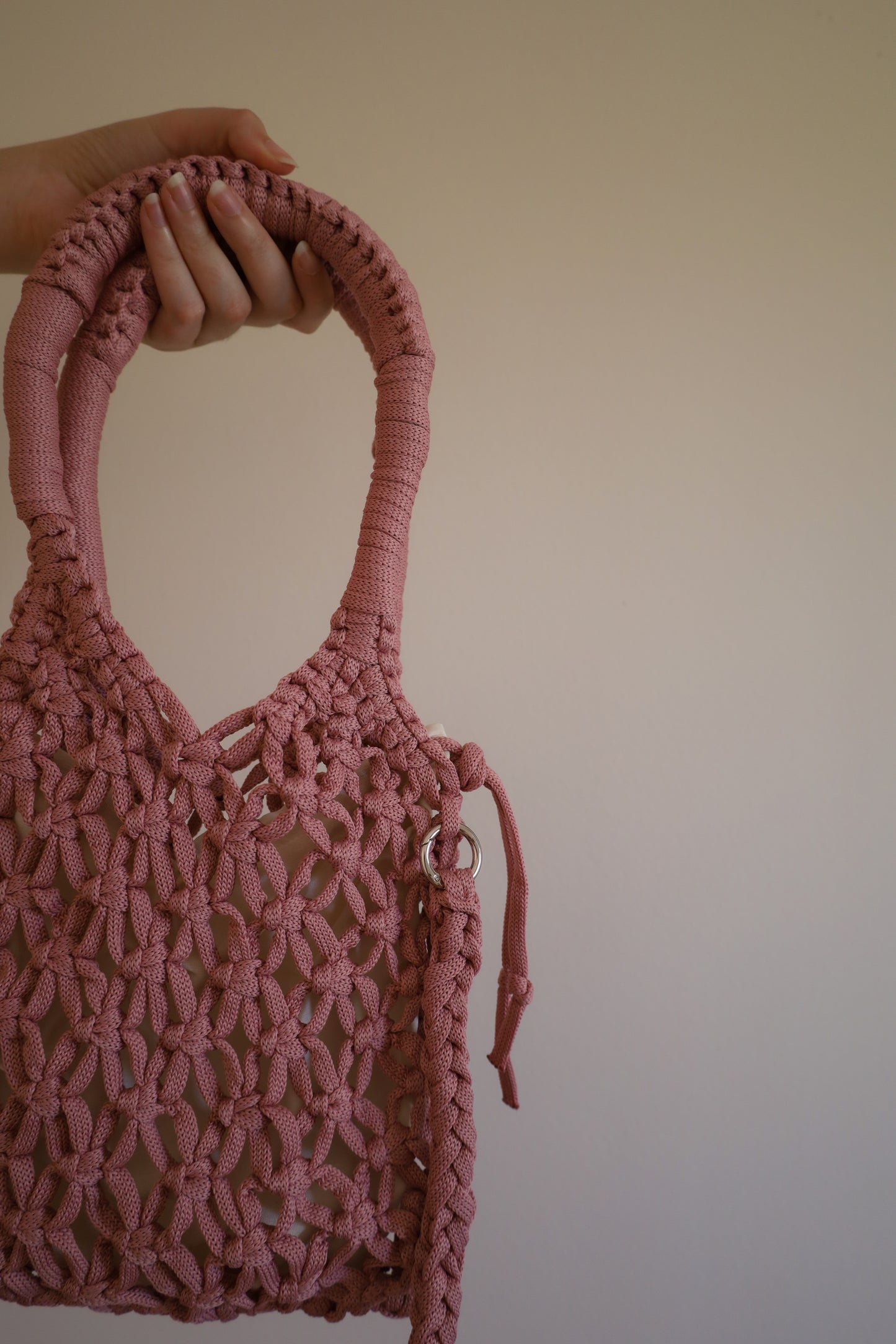 Light pink crochet bag