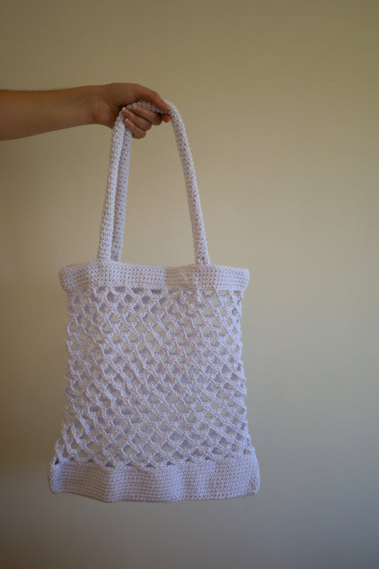 White crochet bag