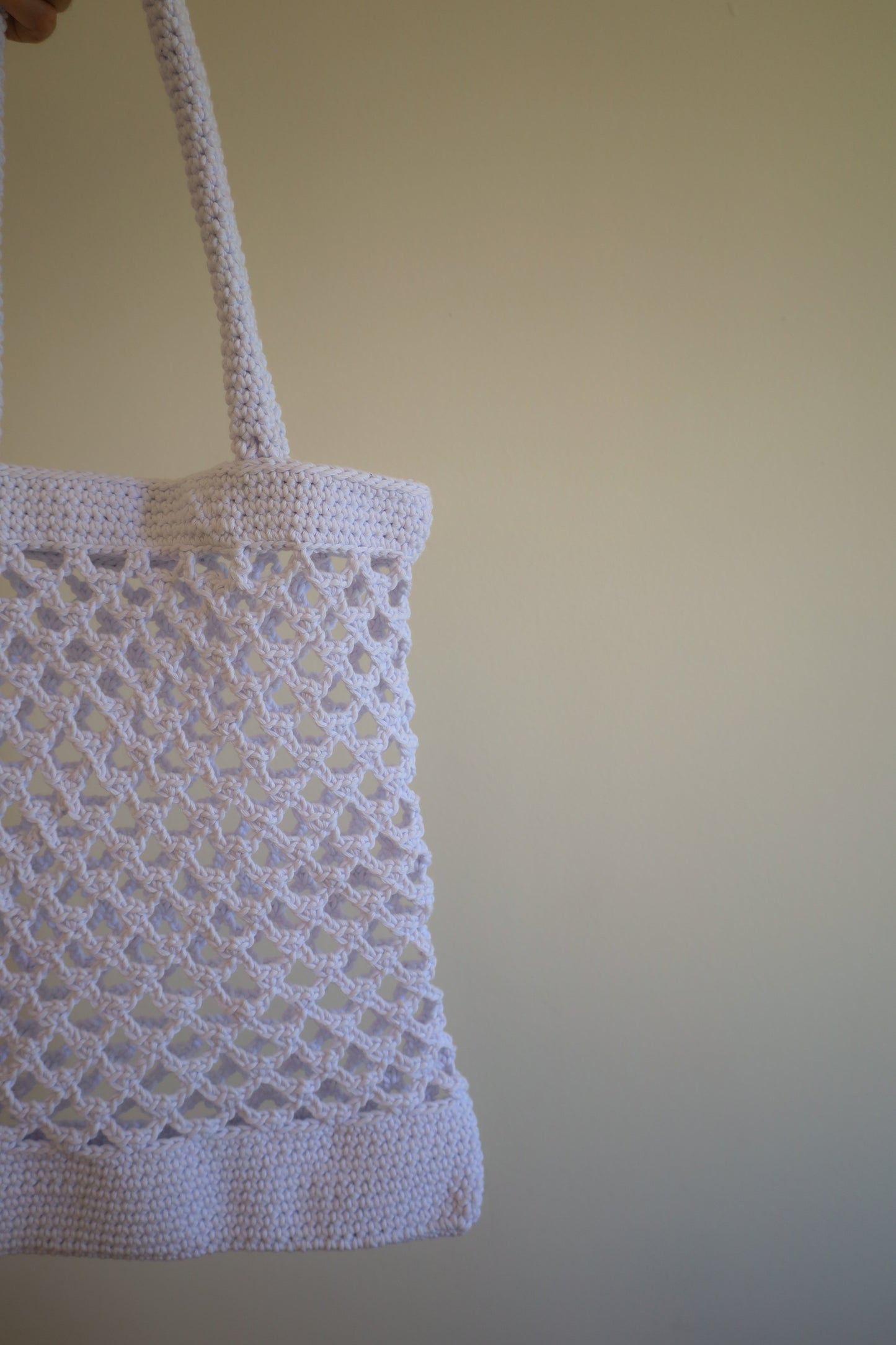 White crochet bag